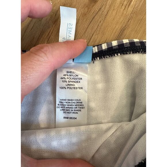 NWT Draper James Navy Gingham Seersucker Side Shirred High Waist Bikini Bottom - Picture 5 of 7